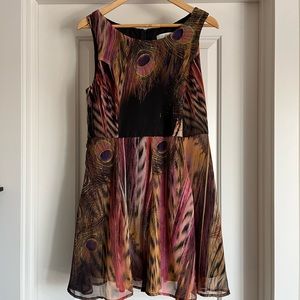 Love Fire Peacock Feather Print Dress